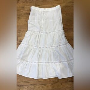 Debbie Katz white boho tired maxi L large new